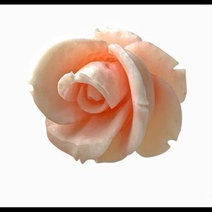 Vintage large carved faux coral rose and 950 silver screw back earrings.